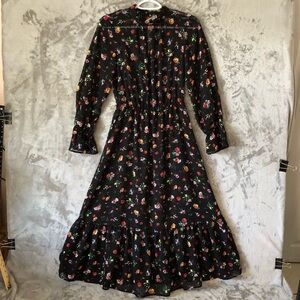 Banana Republic Floral Tiered Dress Size 0 Sheer Colorful Whimsical Feminine
